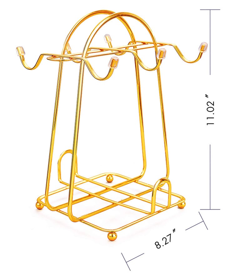 CHENP.HMC Home Storage Mug Hooks Stainless Steel Wire Rack Display Stand Service for Tea Cups,Bracket,Gold Metal Stand for Coffee Cups and Saucers.â€¦ - Image 2